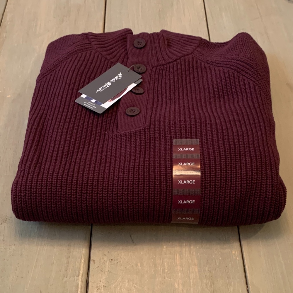 Eddie Bauer Men’s Wine Quarter Button Sweater XL